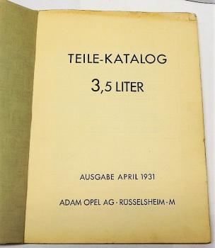Ersatzteilkatalog / Ersatzteilliste OPEL Blitz 3,5 Liter - April 1931