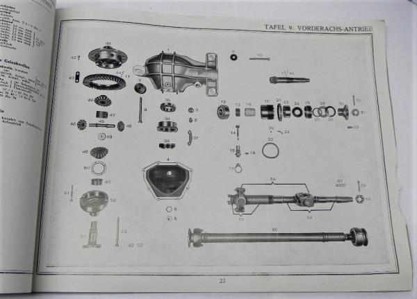 Ersatzteilkatalog / Ersatzteilliste für Einheits-Fahrgestell für m. PKW mit Horch-Motor-Getriebe-Block (Wehrmacht) - HORCH 901 - März 1937
