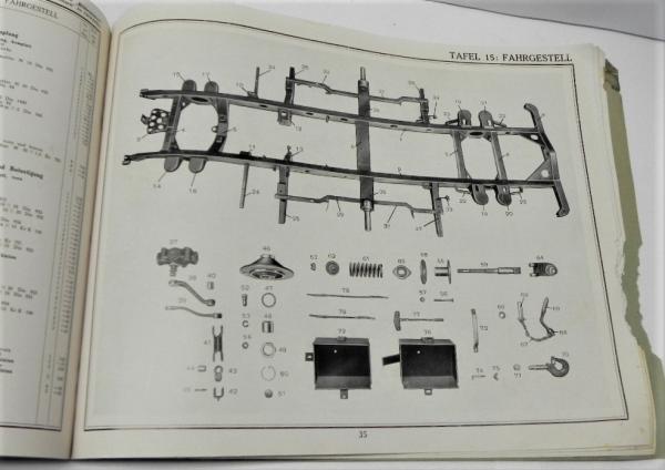 Ersatzteilkatalog / Ersatzteilliste für Einheits-Fahrgestell für m. PKW mit Horch-Motor-Getriebe-Block (Wehrmacht) - HORCH 901 - März 1937