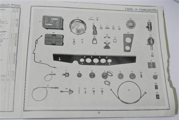 Ersatzteilkatalog / Ersatzteilliste für Einheits-Fahrgestell für m. PKW mit Horch-Motor-Getriebe-Block (Wehrmacht) - HORCH 901 - März 1937