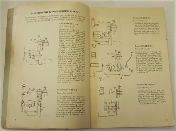 Ersatzteilkatalog / Ersatzteilliste für ROBUR Motor 1NVD12,5 SL - Ausgabe 1965