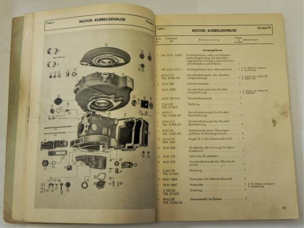 Ersatzteilkatalog / Ersatzteilliste für ROBUR Motor 1NVD12,5 SL - Ausgabe 1965