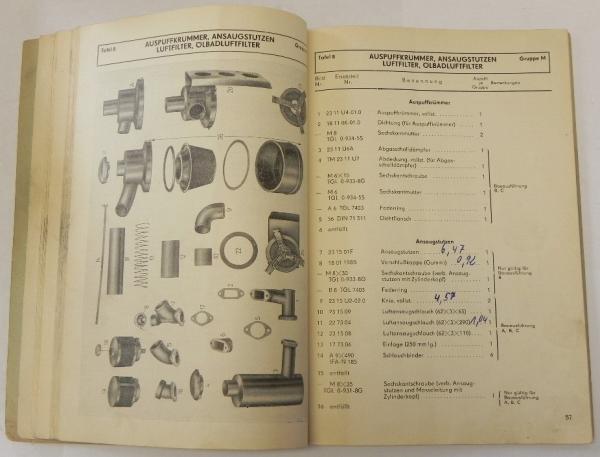 Ersatzteilkatalog / Ersatzteilliste für ROBUR Motor 1NVD12,5 SL - Ausgabe 1965